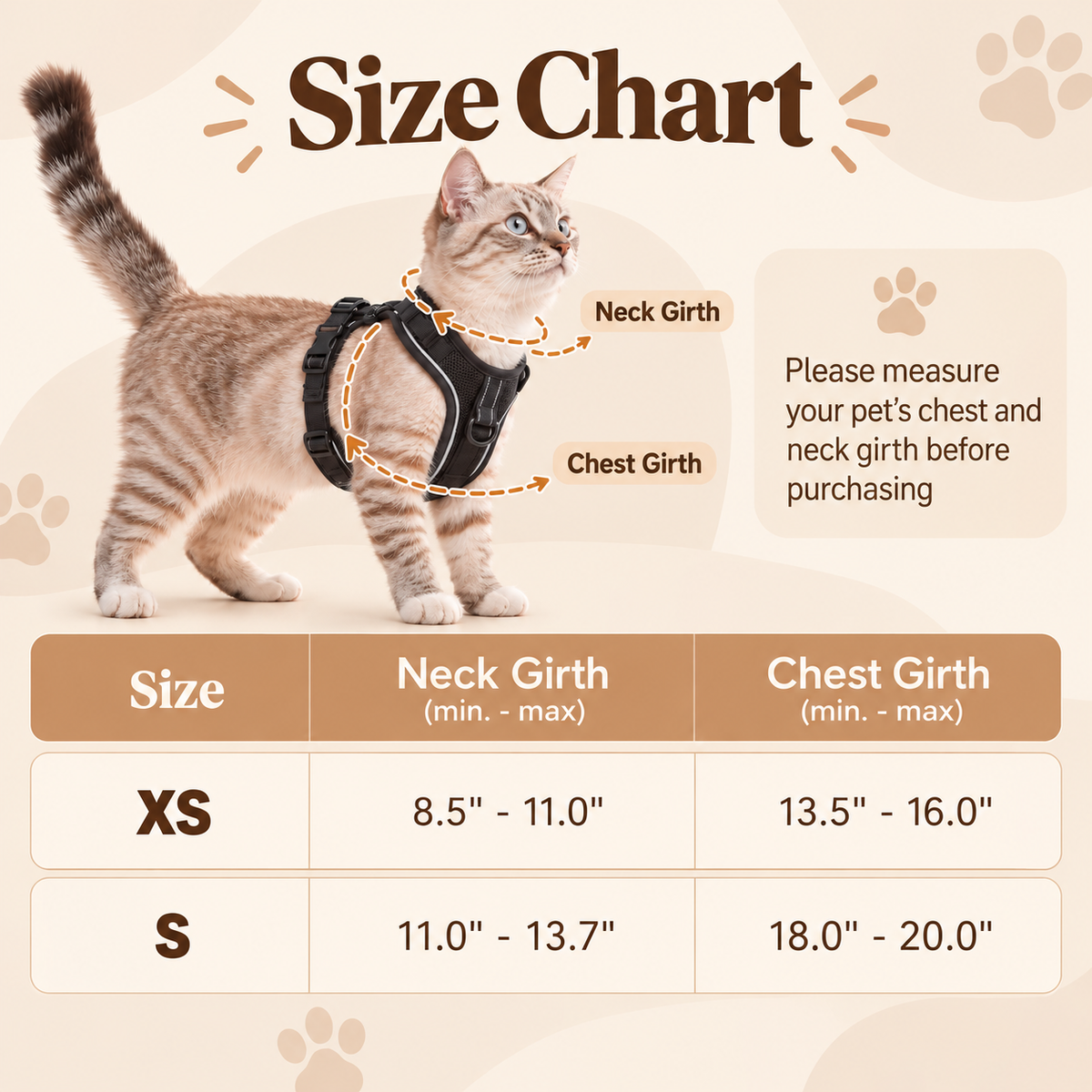 Adjustable Cat Harness and Leash Set - Small