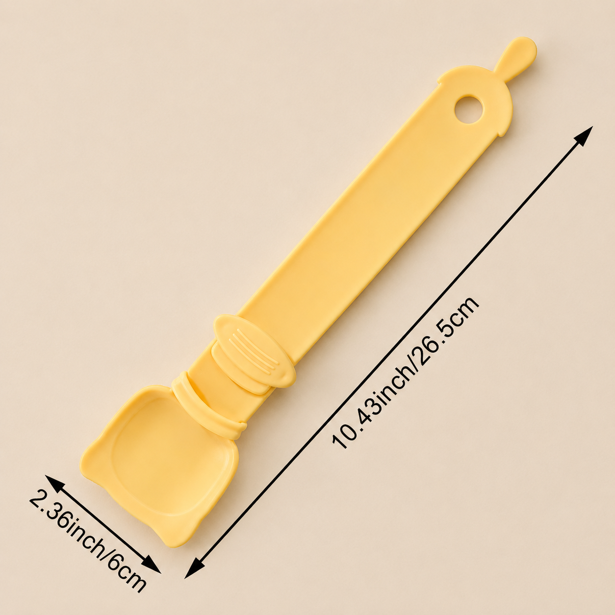yellow cat treat feeding spoon with measurements