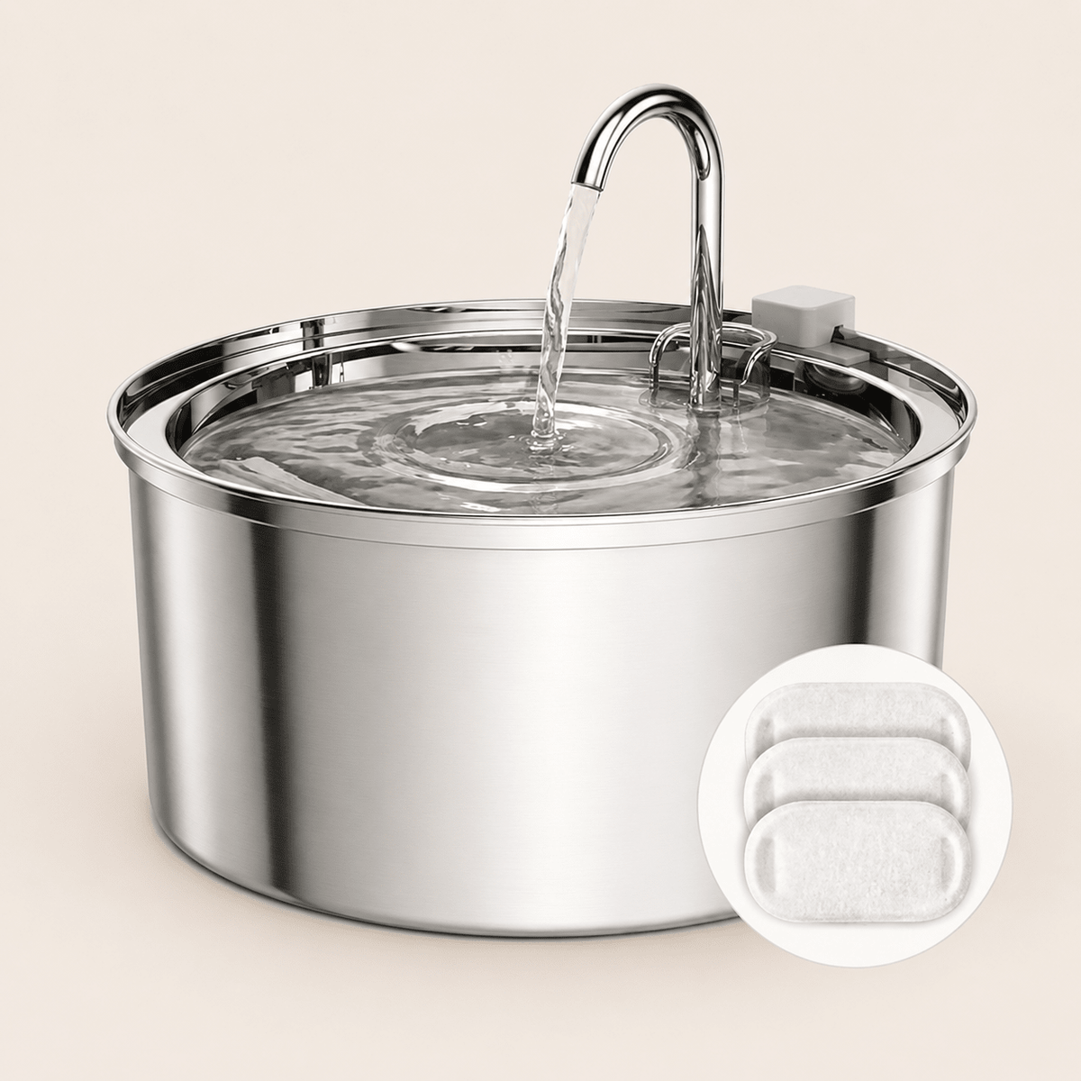 Cat Drinking Fountain - 3.2L Stainless Steel - Coco & Harley - Pet Care > Cat Supplies > Cat Bowls, Feeders & Waterers - V1188-ZXY-11026