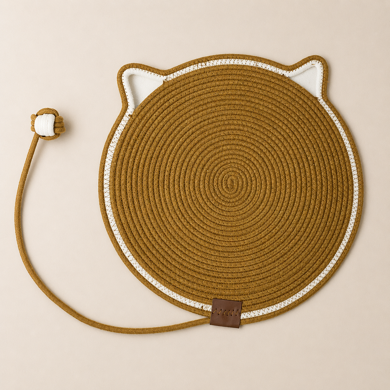 Durable Cat Scratching Mat with Attached Toy Ball