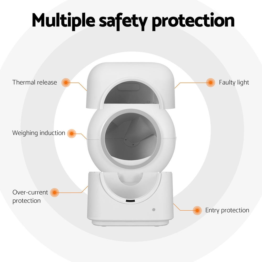 Diagram of a device with safety features labeled on a white background
