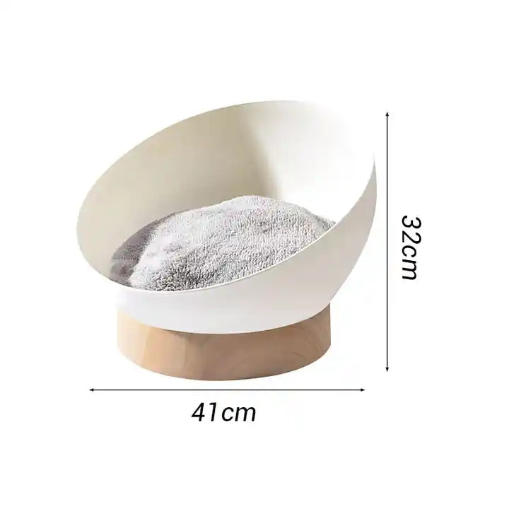 White and beige bowl with measurements on a white background