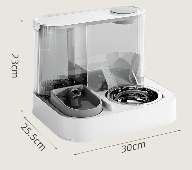 Automatic Pet Feeder and Water Station (Stainless Steel) with measurements