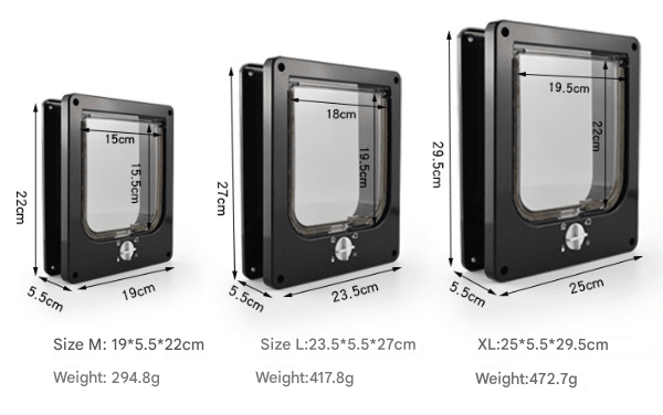 4-Way Locking Pet Flap Door - Weatherproof - Coco & Harley - Pet Care > Cat Supplies > Cat Furniture - V888-ELOSUNG32886