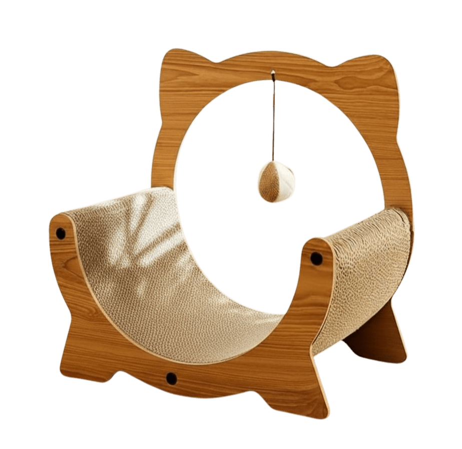 Wooden Cat Cradle & Scratch Board with Hanging Toy - Coco & Harley - Pet Care > Cat Supplies > Cat Scratchers - V528-CAT-SOFA-MOON-804004