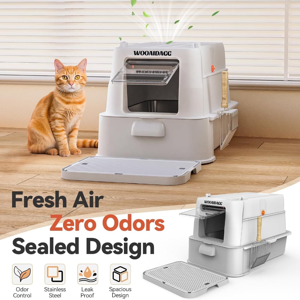 Enclosed Stainless Steel Cat Litter Box