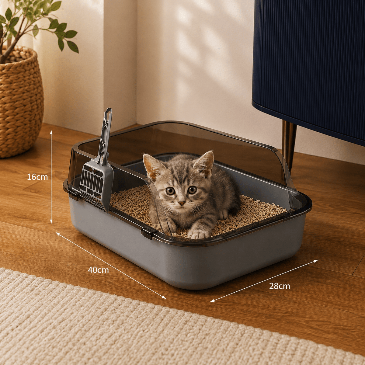 High Side Cat Litter Box with Scoop - Coco & Harley - Pet Care > Cat Supplies > Cat Litter - V178-62227
