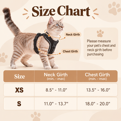 Adjustable Cat Harness and Leash Set - Small