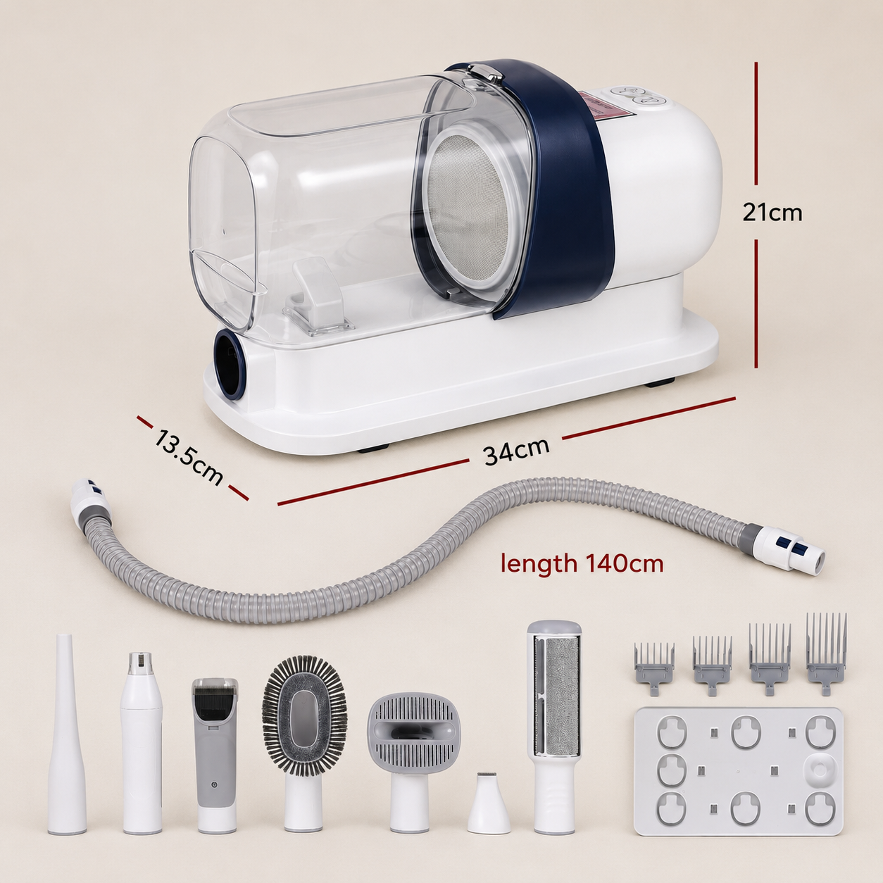 Pet grooming tools with measurements
