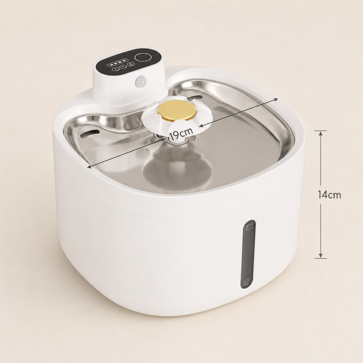 Automatic Pet Water Fountain with measurements