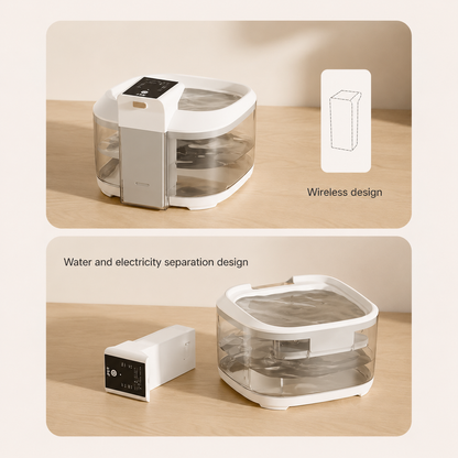 Pet water fountain describing its wireless design