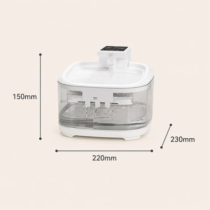 White Pet water fountain showing measurements