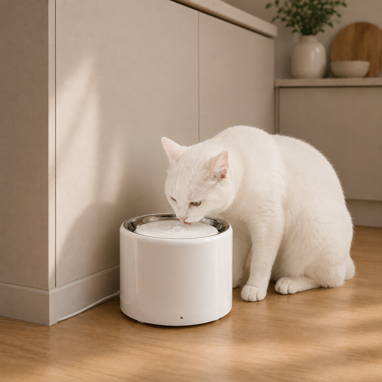 PETKIT Wireless Smart Drinking Fountain with cat drinking from it