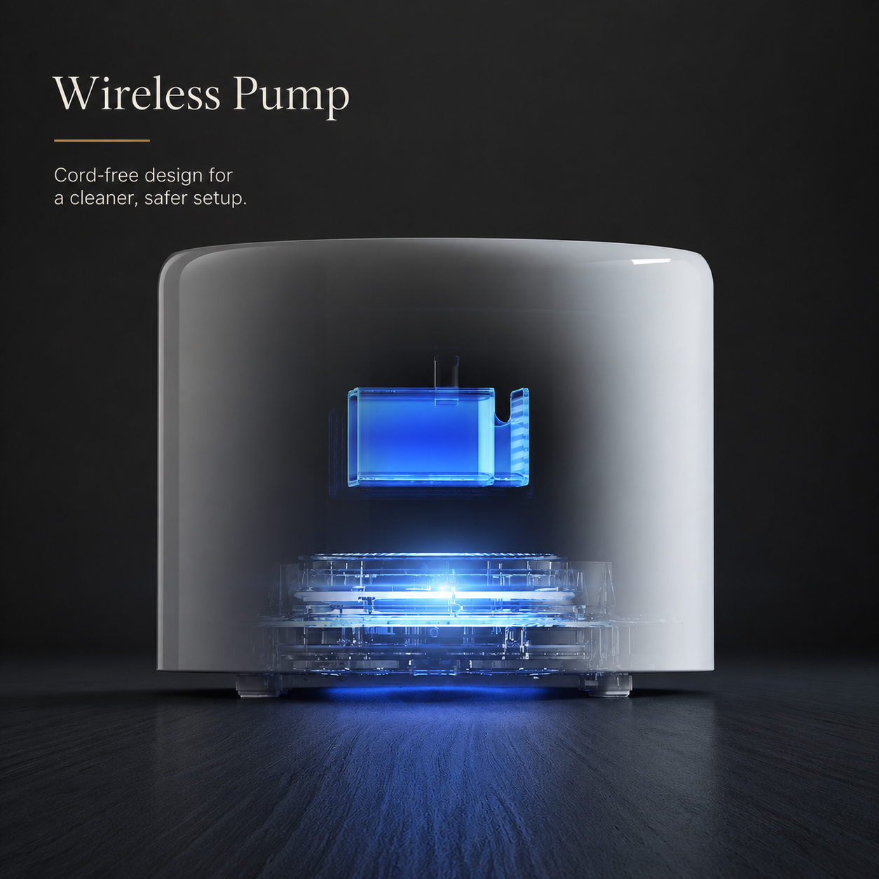 Transparent view of the PETKIT Eversweet 3 Pro - Wireless Smart Drinking Fountain showing a wireless pump