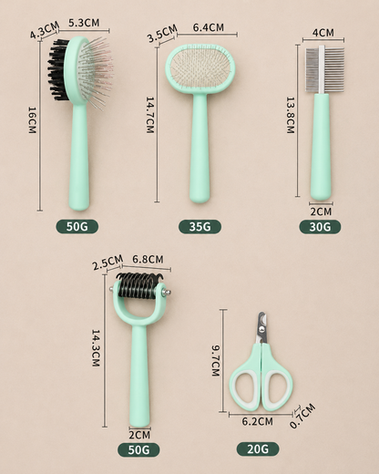 Cat grooming tools with measurements