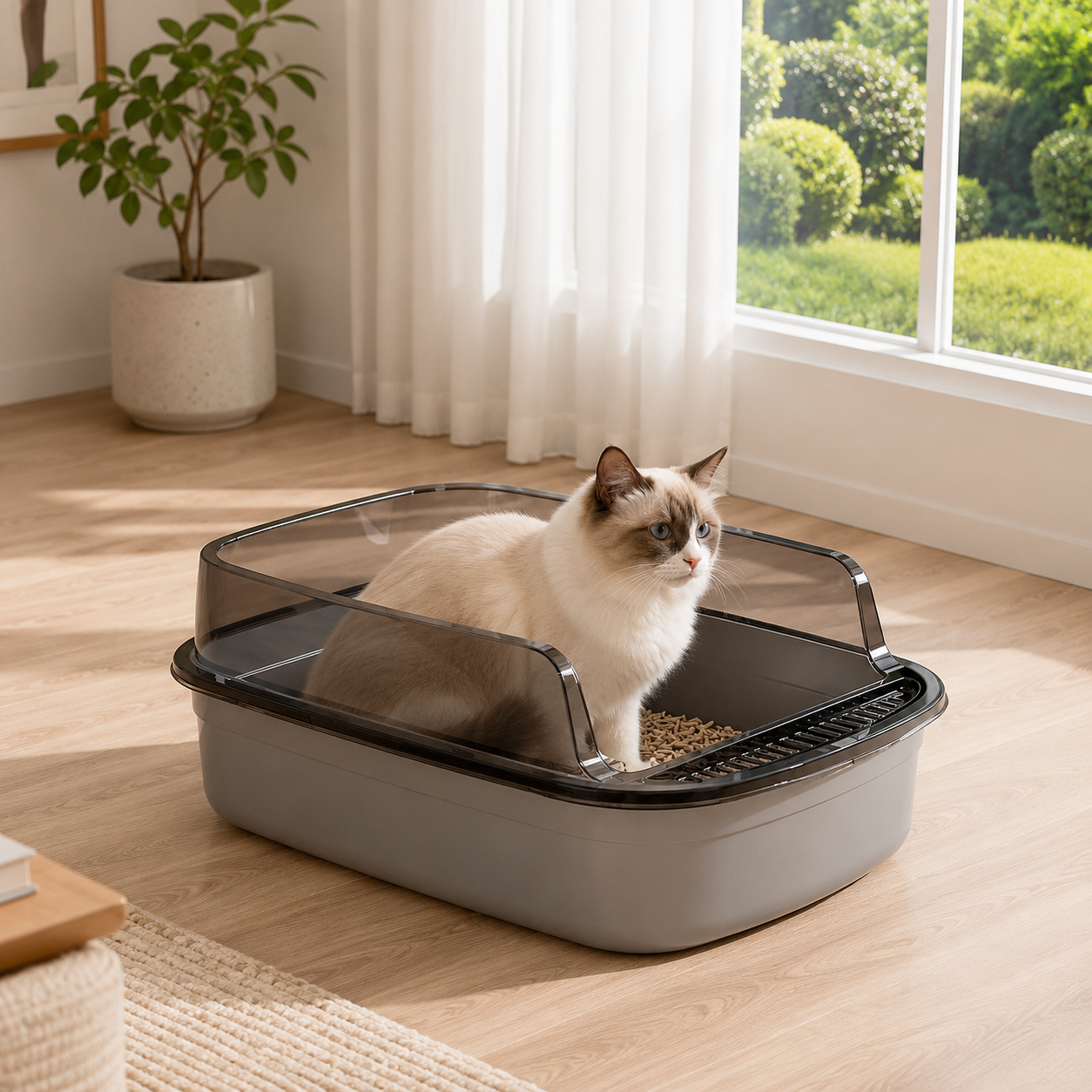 High Side Cat Litter Box with Scoop