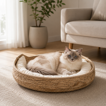 Round Woven Cat Bed