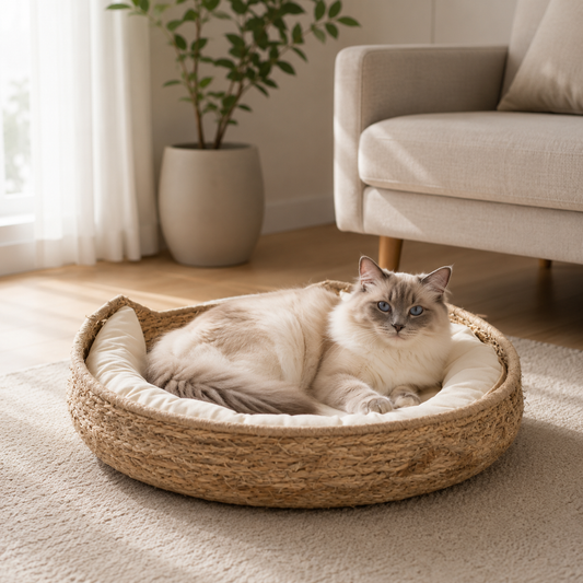 Round Woven Cat Bed