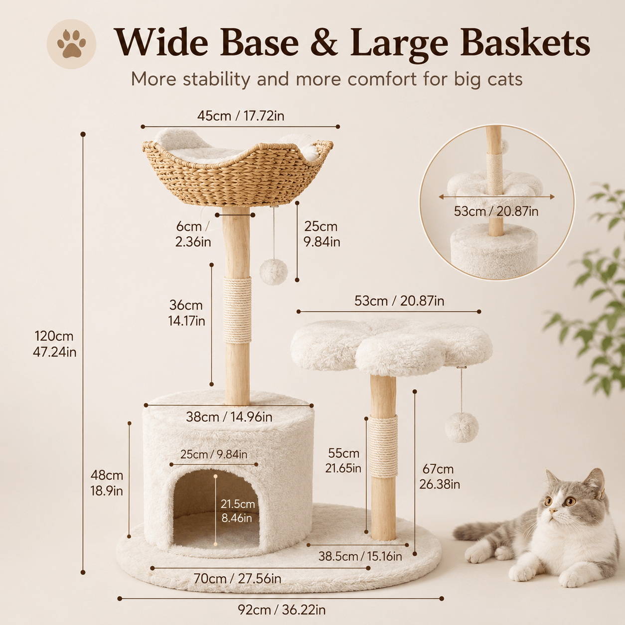 Cat Tree Condo 120cm - Coco & Harley - Pet Care > Cat Supplies > Cat Scratching Posts - V178-66924