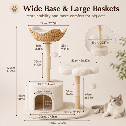 Cat Tree Condo 120cm - Coco & Harley - Pet Care > Cat Supplies > Cat Scratching Posts - V178-66924