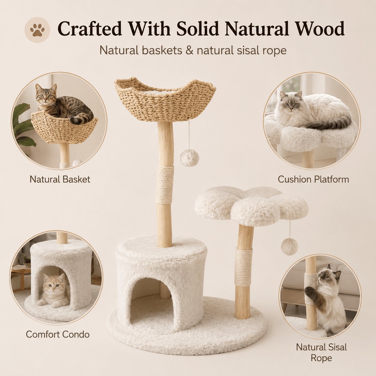 Cat Tree Condo 120cm - Coco & Harley - Pet Care > Cat Supplies > Cat Scratching Posts - V178-66924
