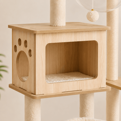 i.Pet Cat Tree Tower 142cm - Coco & Harley - Pet Care > Cat Supplies > Cat Furniture - PET-CAT-WOOD142-BE