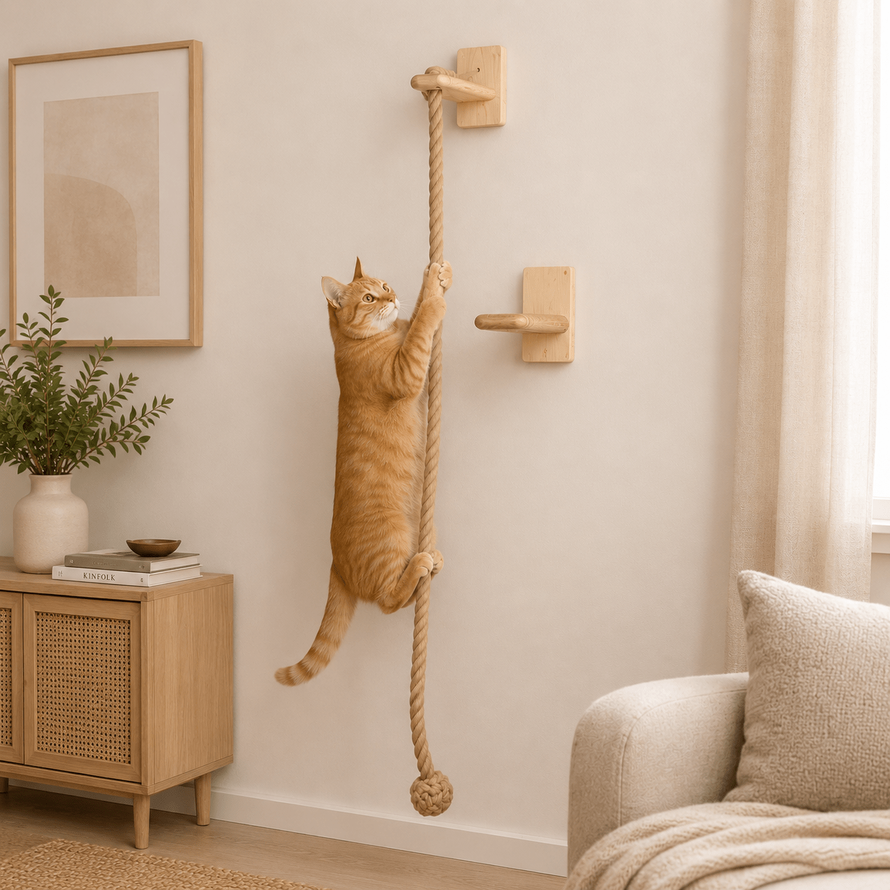 Cat Climbing Rope and Jumping Platform - Coco & Harley - Pet Care > Cat Supplies > Cat Scratchers - V528-CAT-CLIMBER-15DK-491437