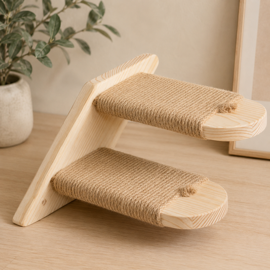 Solid Wood Wall-Mounted Cat Climbing Ladder