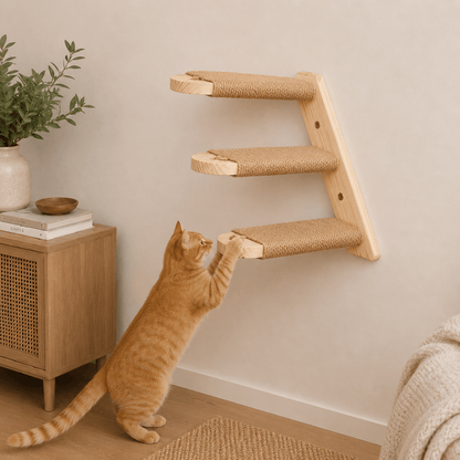 Solid Wood Wall-Mounted Cat Climbing Ladder - Coco & Harley - Pet Care > Cat Supplies > Cat Furniture - V888-ELOSUNG45580