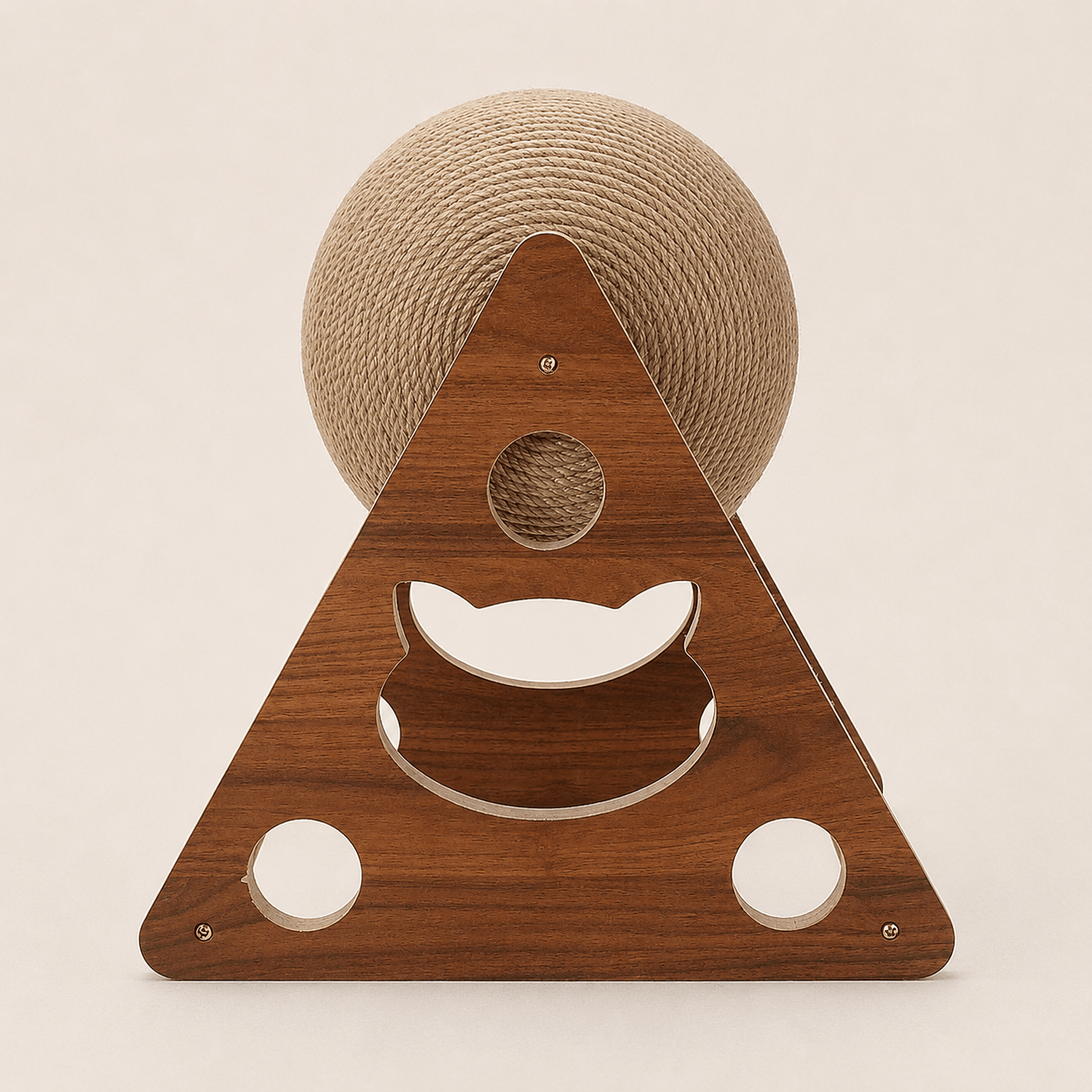 Wooden Cat Scratcher Toy with Rotating Sisal Ball - Coco & Harley - Pet Care > Cat Supplies > Cat Scratchers - V528-CATBALL-TRIANGLE-78945