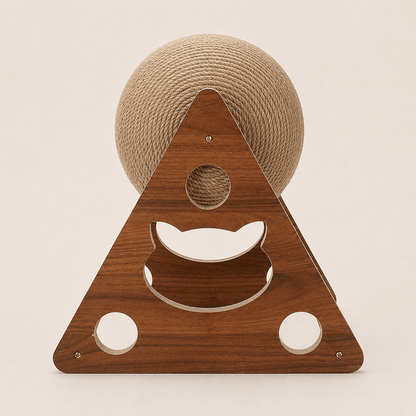 Wooden Cat Scratcher Toy with Rotating Sisal Ball - Coco & Harley - Pet Care > Cat Supplies > Cat Scratchers - V528-CATBALL-TRIANGLE-78945