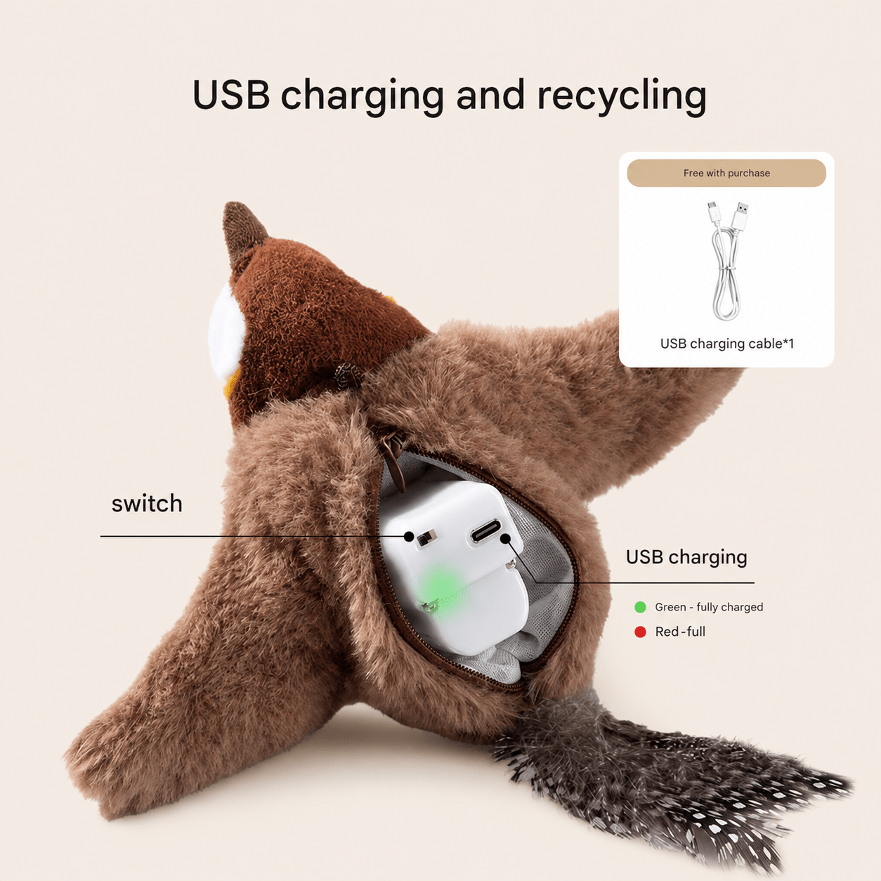 Electric Flapping Bird Cat Toy - Coco & Harley - Pet Care > Toys > Cat Toys - V888-ELOSUNG29177