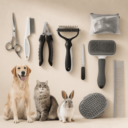 Professional 9-Piece Pet Grooming Kit - Coco & Harley - Pet Care > Cleaning & Maintenance > Pet Cleaning Supplies - V888-ELOSUNG32403