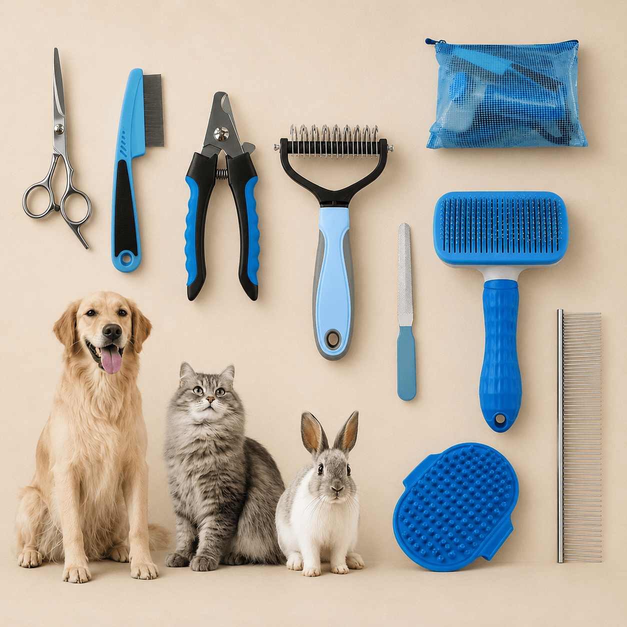 Professional 9-Piece Pet Grooming Kit - Coco & Harley - Pet Care > Cleaning & Maintenance > Pet Cleaning Supplies - V888-ELOSUNG32403