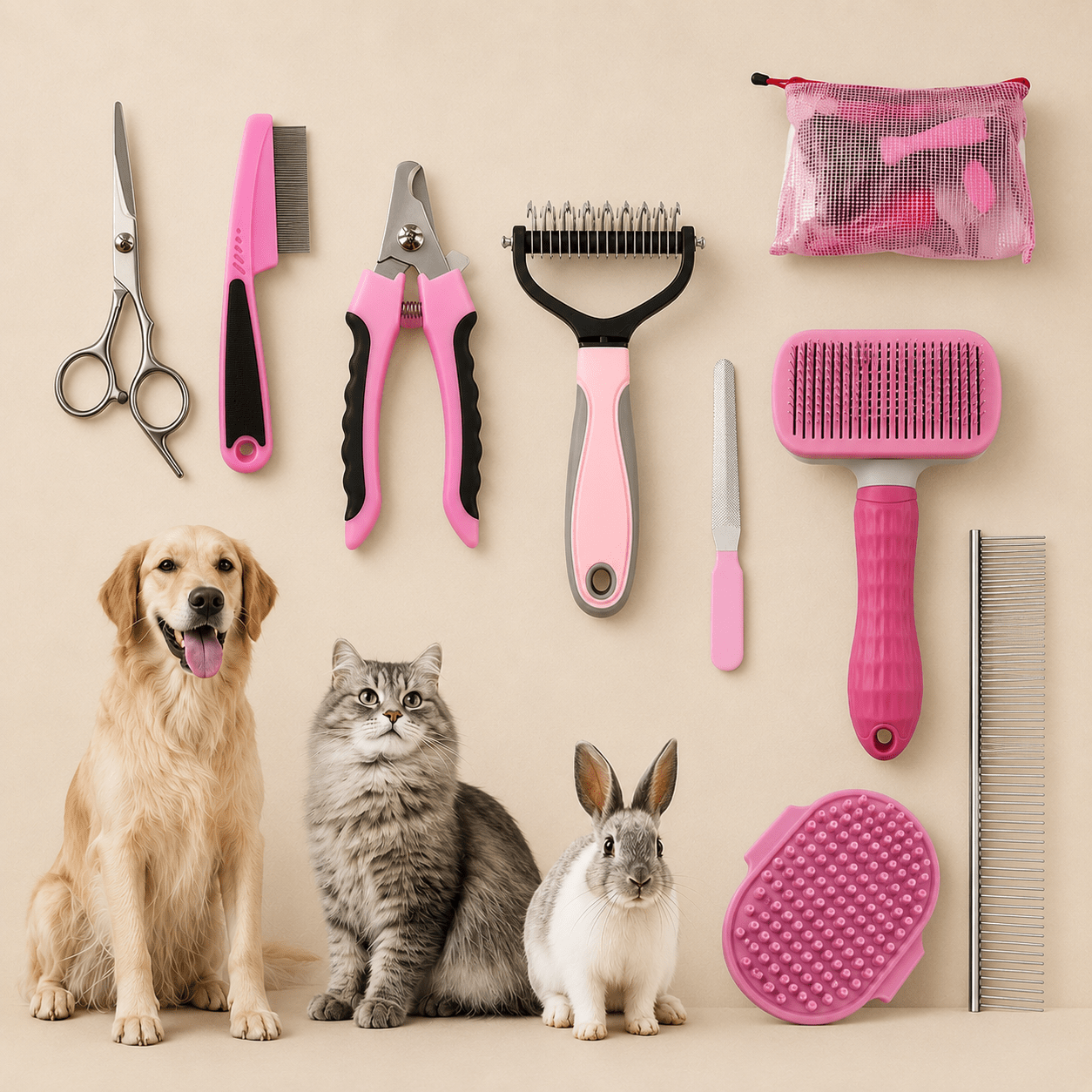 Professional 9-Piece Pet Grooming Kit - Coco & Harley - Pet Care > Cleaning & Maintenance > Pet Cleaning Supplies - V888-ELOSUNG32403