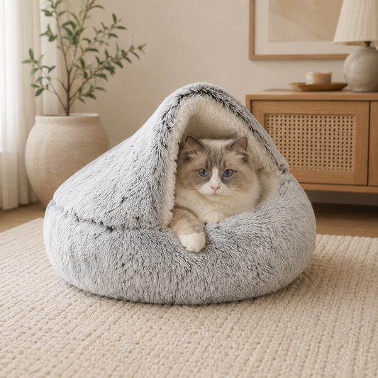 Cozy Plush Hooded Pet Bed