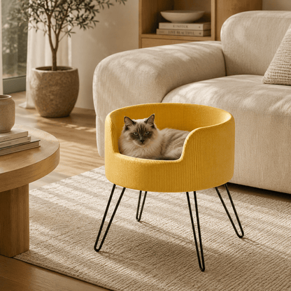 i.Pet Calming, Raised Cat Bed - Coco & Harley - Pet Care > Cat Supplies > Cat Furniture - PET-SBED-VEL-YE