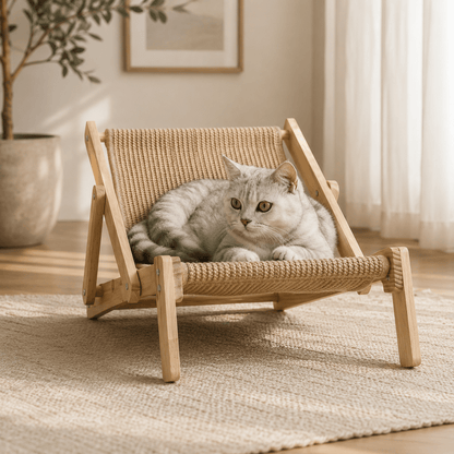 Adjustable Wooden Cat Lounge Chair - Coco & Harley - Pet Care > Cat Supplies > Cat Furniture - V888-ELOSUNG10733