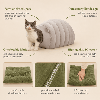 Cozy Winter Cat Cave - Coco & Harley - Pet Care > Cat Supplies > Cat Furniture - V1258-DP02-BOL-493