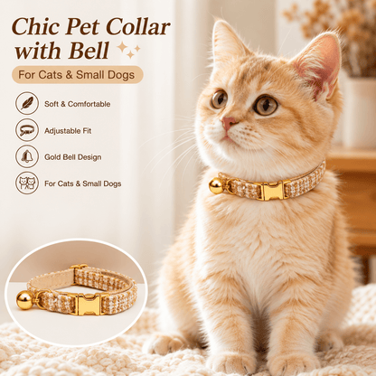 Tweed-Style Cat Collar with Bell - Coco & Harley - V888-ELOSUNG53949