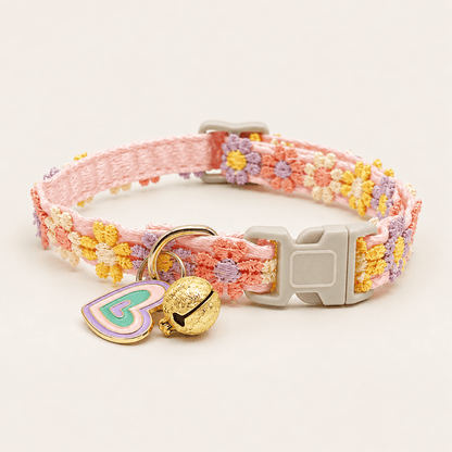 Floral Lace Cat Collar with Bell and Charm - Coco & Harley - Pet Care > Dog Supplies > Dog Collars, Leads & Harnesses - V888-ELOSUNG54808