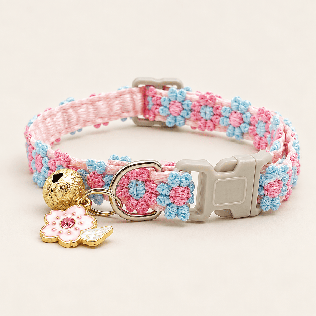 Floral Lace Cat Collar with Bell and Charm - Coco & Harley - Pet Care > Dog Supplies > Dog Collars, Leads & Harnesses - V888-ELOSUNG54809