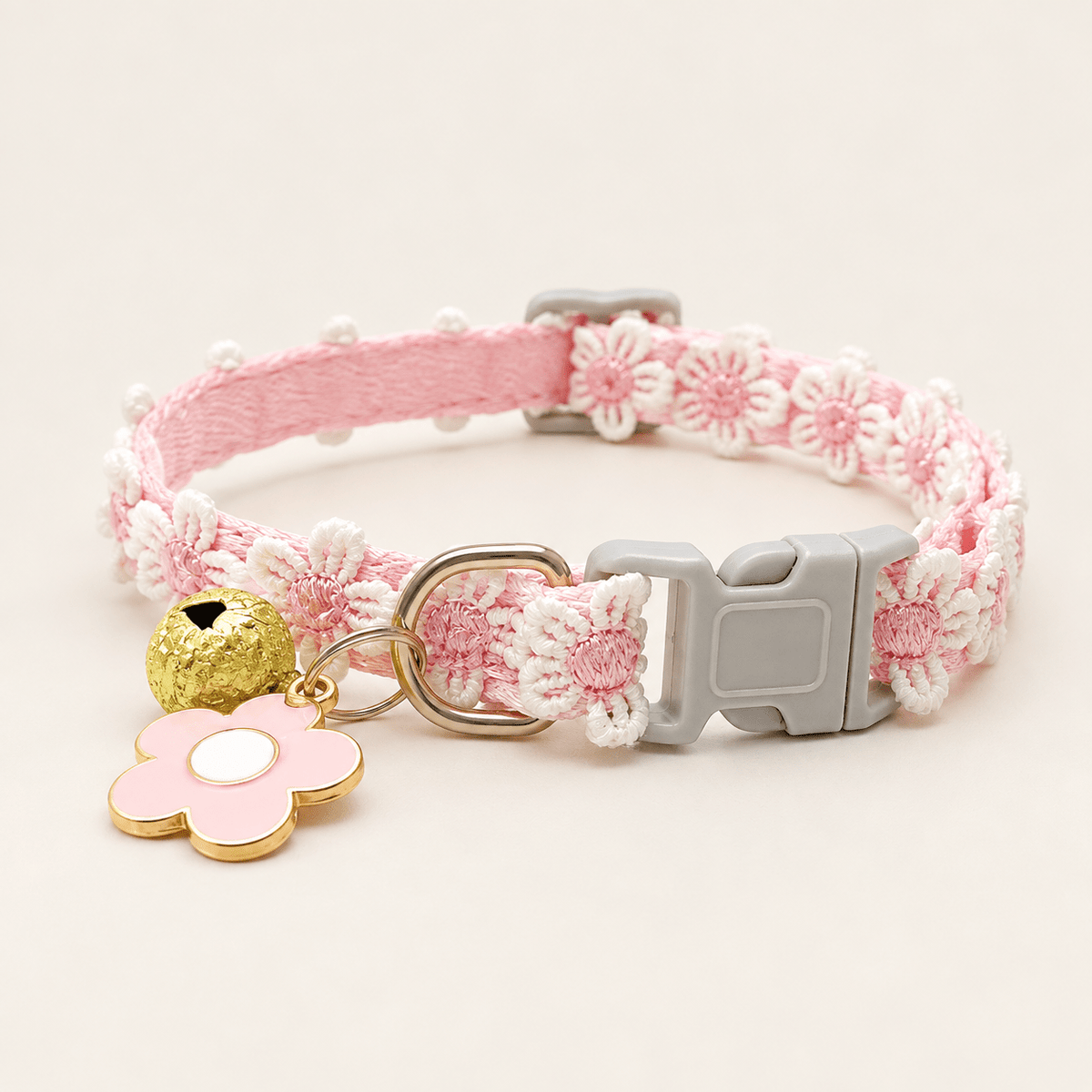 Floral Lace Cat Collar with Bell and Charm - Coco & Harley - Pet Care > Dog Supplies > Dog Collars, Leads & Harnesses - V888-ELOSUNG54810