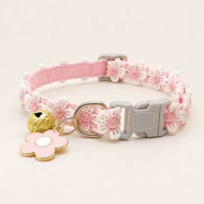 Floral Lace Cat Collar with Bell and Charm - Coco & Harley - Pet Care > Dog Supplies > Dog Collars, Leads & Harnesses - V888-ELOSUNG54810