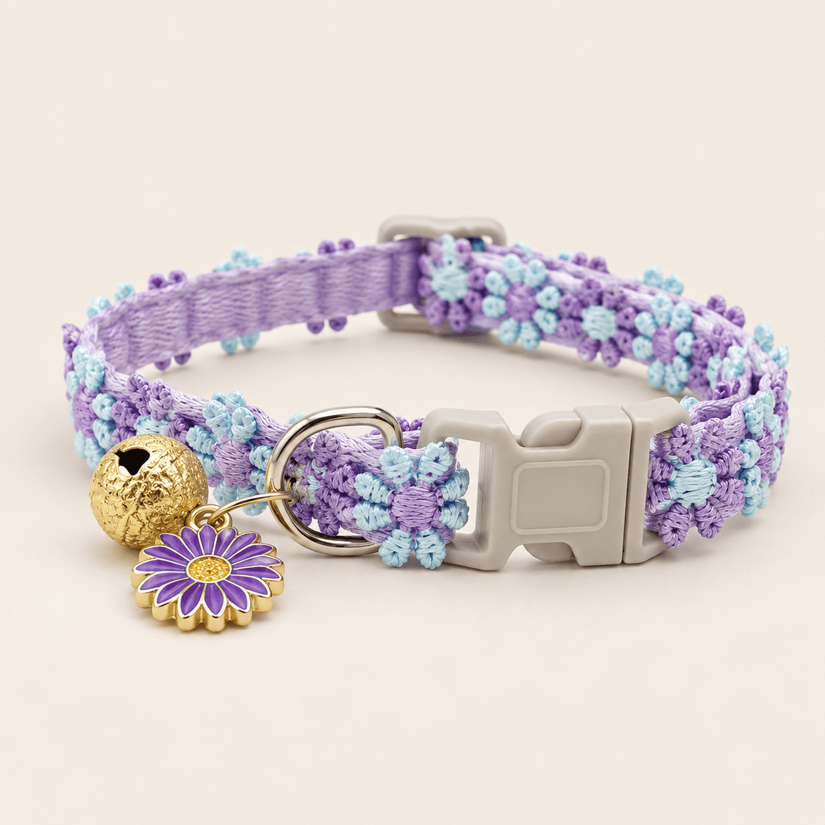 Floral Lace Cat Collar with Bell and Charm - Coco & Harley - Pet Care > Dog Supplies > Dog Collars, Leads & Harnesses - V888-ELOSUNG54812