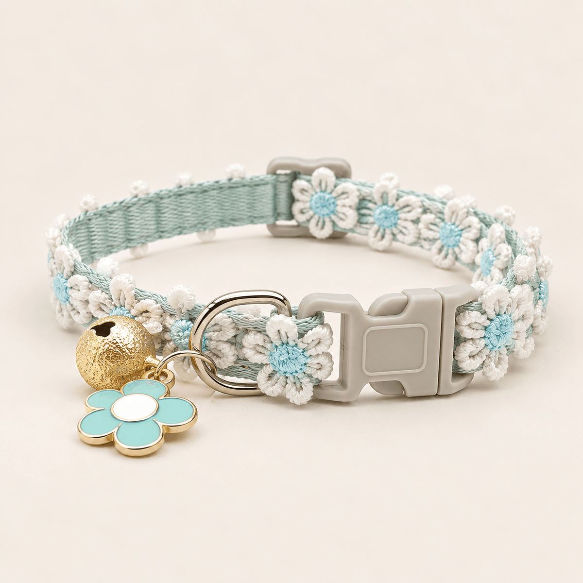 Floral Lace Cat Collar with Bell and Charm - Coco & Harley - Pet Care > Dog Supplies > Dog Collars, Leads & Harnesses - V888-ELOSUNG54813