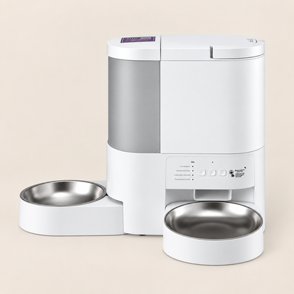 2 in 1 cat feeder on a beige backround