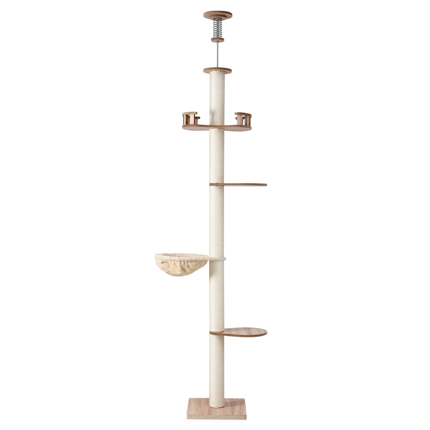 i.Pet Cat Tree Tower Floor to Ceiling Scratching Post 270cm Beige