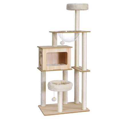 i.Pet Cat Tree Tower Beige 142cm - Coco & Harley - Pet Care > Cat Supplies > Cat Furniture - PET-CAT-WOOD142-BE