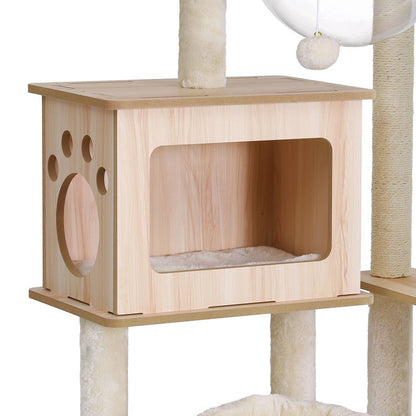 i.Pet Cat Tree Tower Beige 142cm - Coco & Harley - Pet Care > Cat Supplies > Cat Furniture - PET-CAT-WOOD142-BE